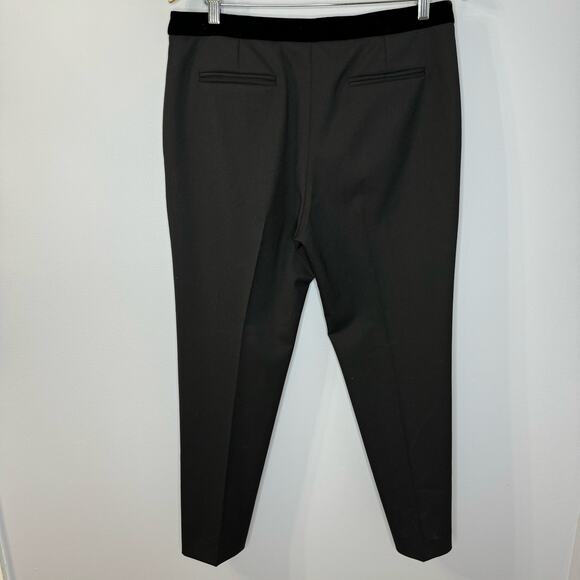 Sandro Velvet Waistband Slim Pants Charcoal Black Tuxedo touch Sz 10 - Picture 7 of 12
